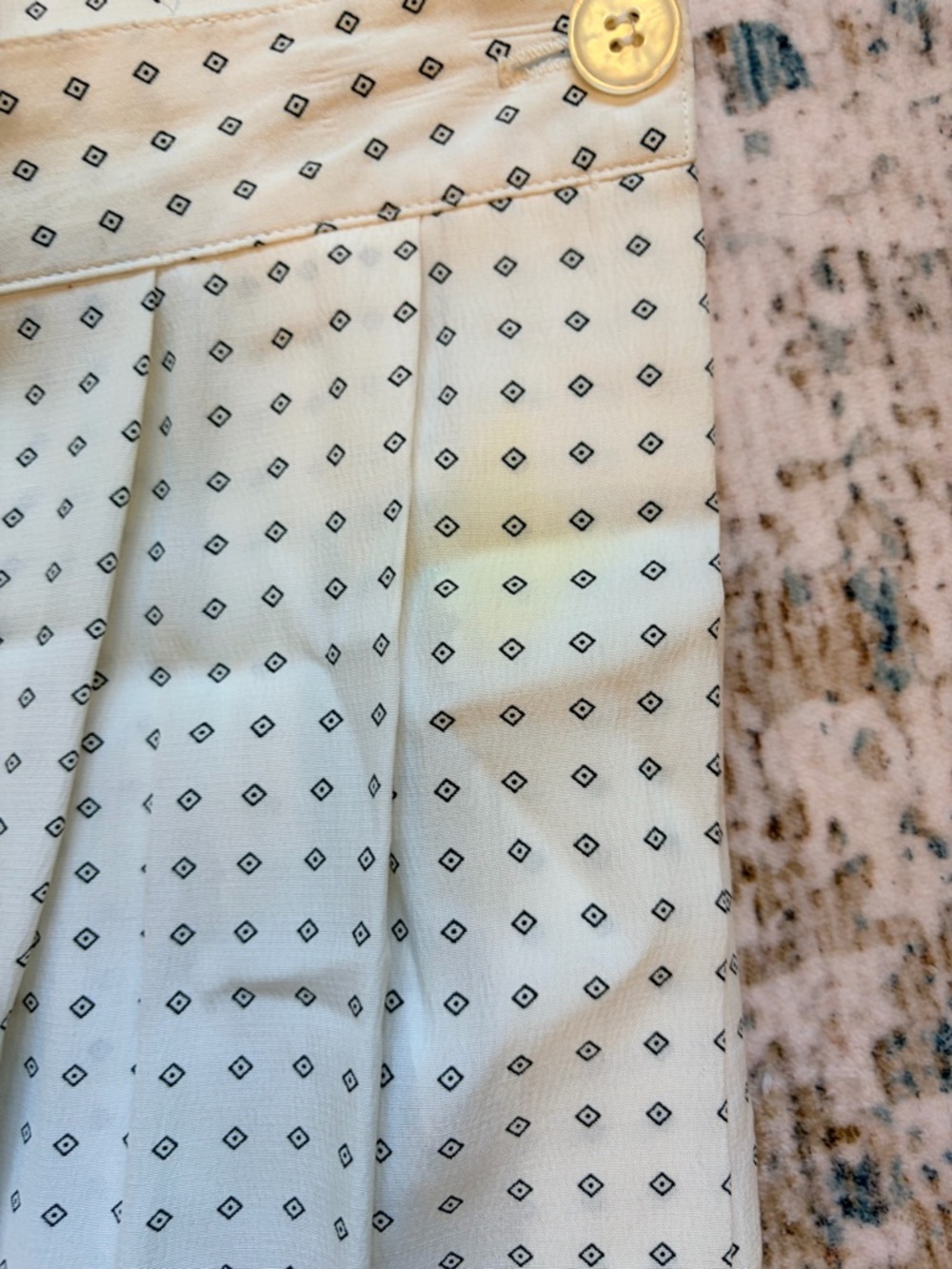 Cream Midi Pleated Skirt with Subtle Dot Print - Picture 2 of 3
